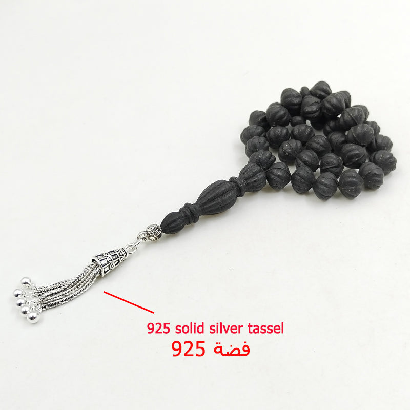 سبحة فواح تراب كبد الحوت مع شرابة فضة 925