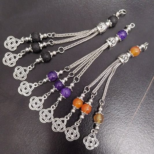 إكسسوارات السبحة شرابة معدنية بالحجر بركاني و عقيق