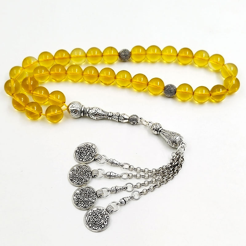 سبحة كريستال اصفر طبيعي