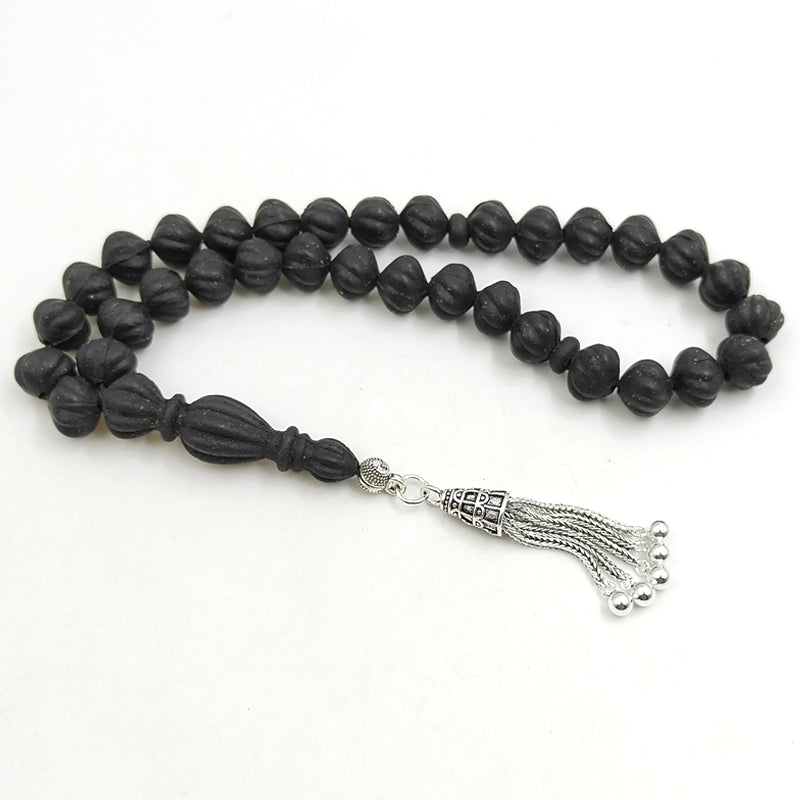 سبحة فواح تراب كبد الحوت مع شرابة فضة 925