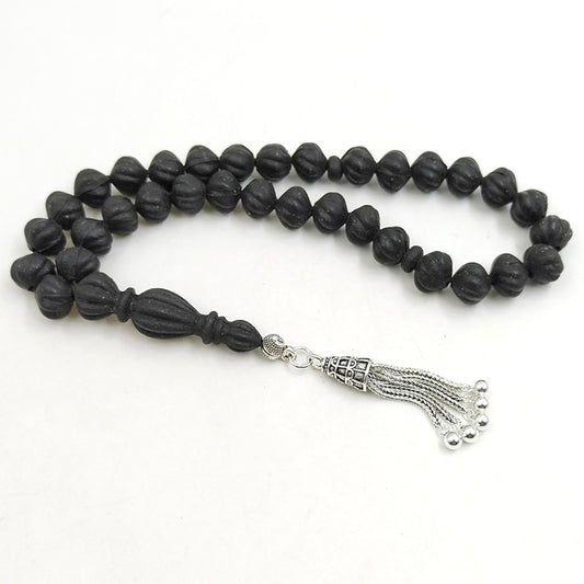 سبحة فواح تراب كبد الحوت مع شرابة فضة 925