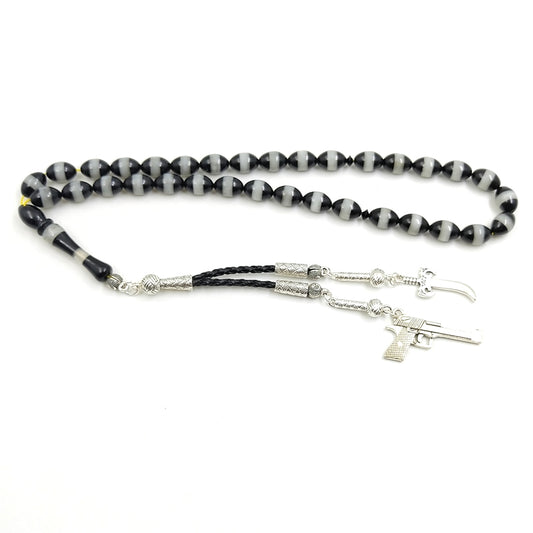 سبحة رجالي مستكة اسود مع الاكسسوار سيف مميزه