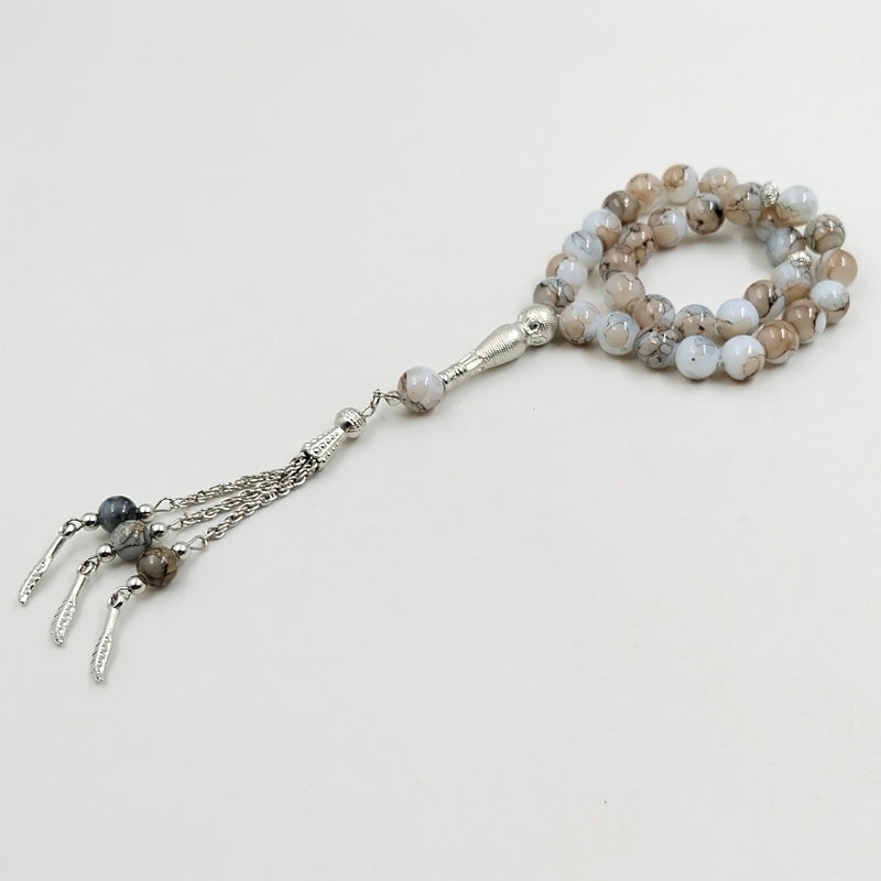 سبحة رجاليه حجر مكونة لون ابيض مميزه