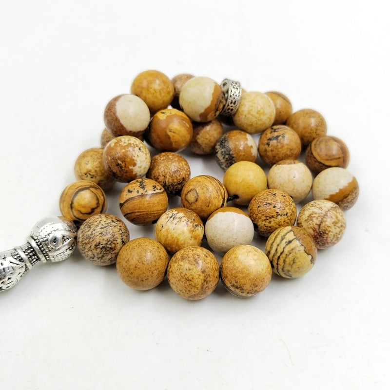 سبحة رجاليه منقوش ان شاء الله علي حجر جاسبر الطبيعي