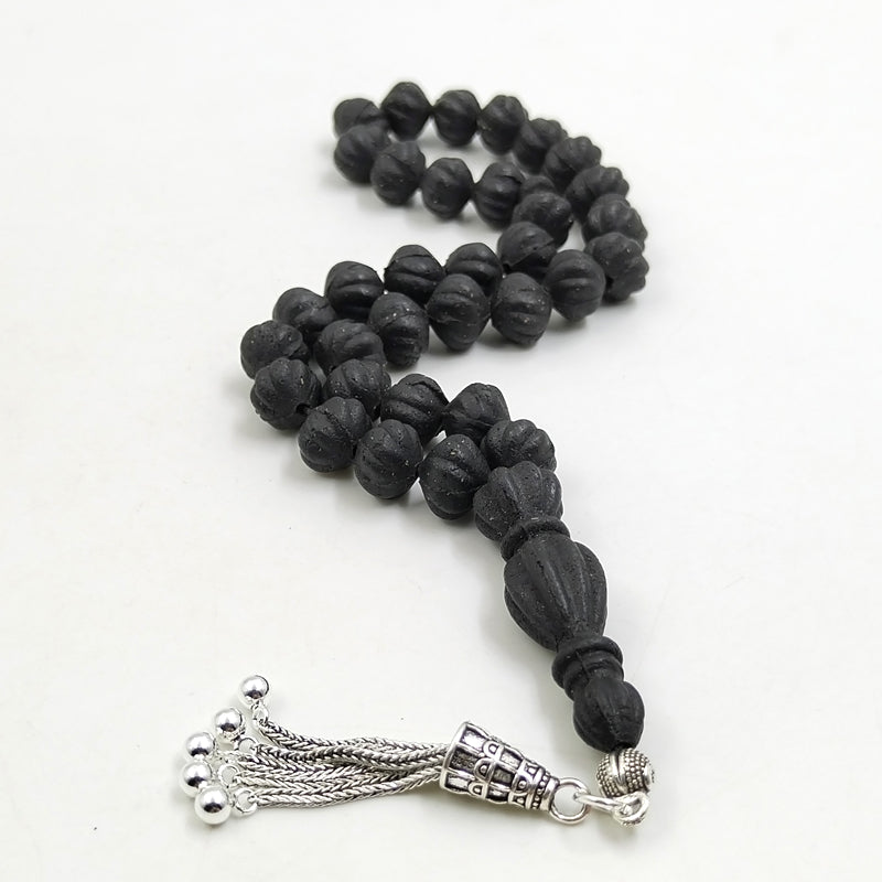 سبحة فواح تراب كبد الحوت مع شرابة فضة 925