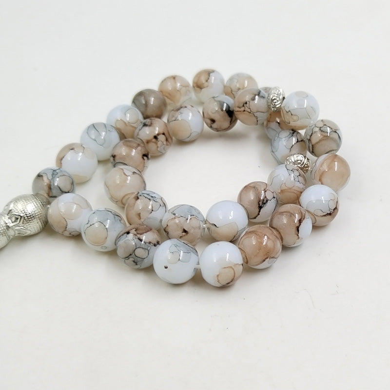 سبحة رجاليه حجر مكونة لون ابيض مميزه