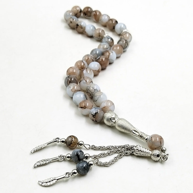 سبحة رجاليه حجر مكونة لون ابيض مميزه