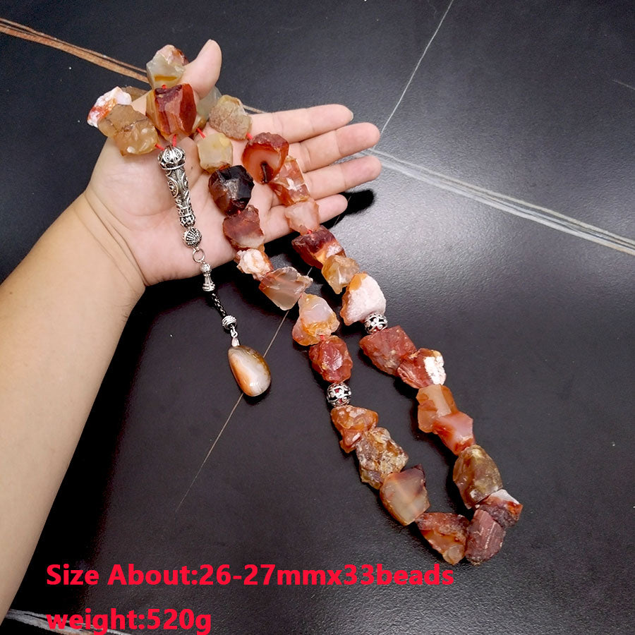 سبحة احجار طبيعي عقيق برازيلي اشكال غير منتظمه حجم كبير
