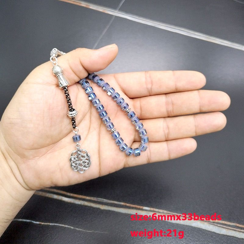 سبحة نسائيه كريستال ازرق 6 ملي حجم الجيب