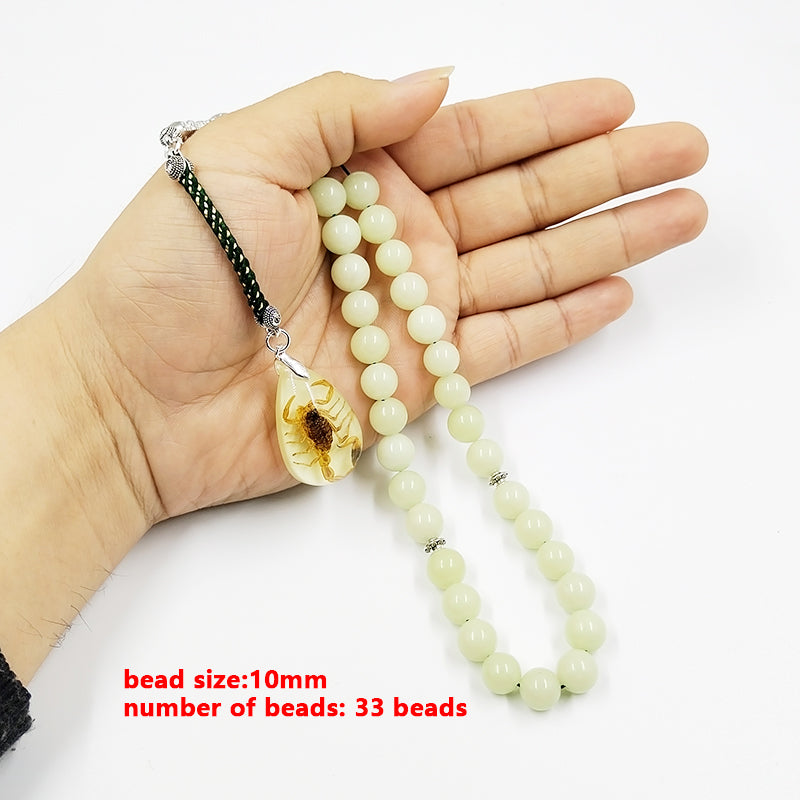 سبحة حجر مضيئ عقرب مضيئ حقيقي