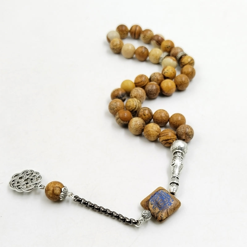 سبحة رجاليه منقوش ان شاء الله علي حجر جاسبر الطبيعي