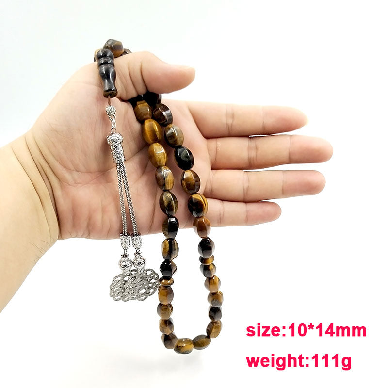 سبحة حجر عين النمر شكل الخرز برميل