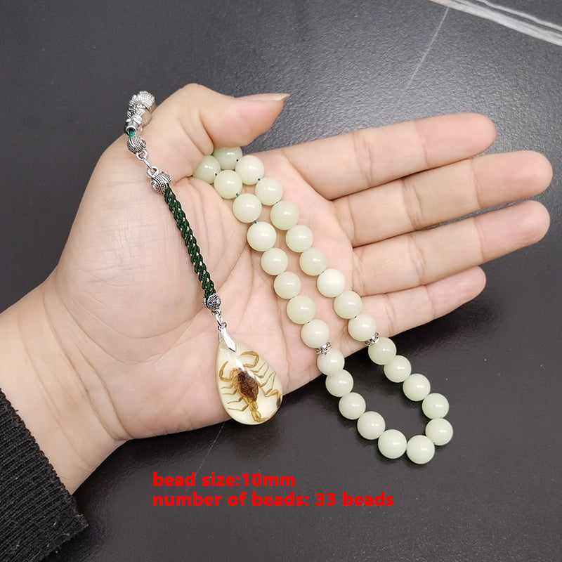 سبحة حجر مضيئ عقرب مضيئ حقيقي