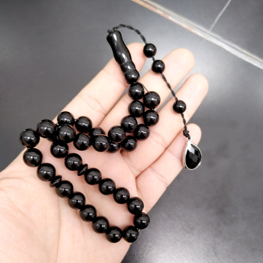 سبحة حجر عقيق اسود