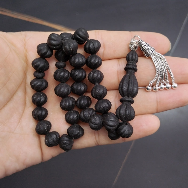 سبحة فواح تراب كبد الحوت مع شرابة فضة 925