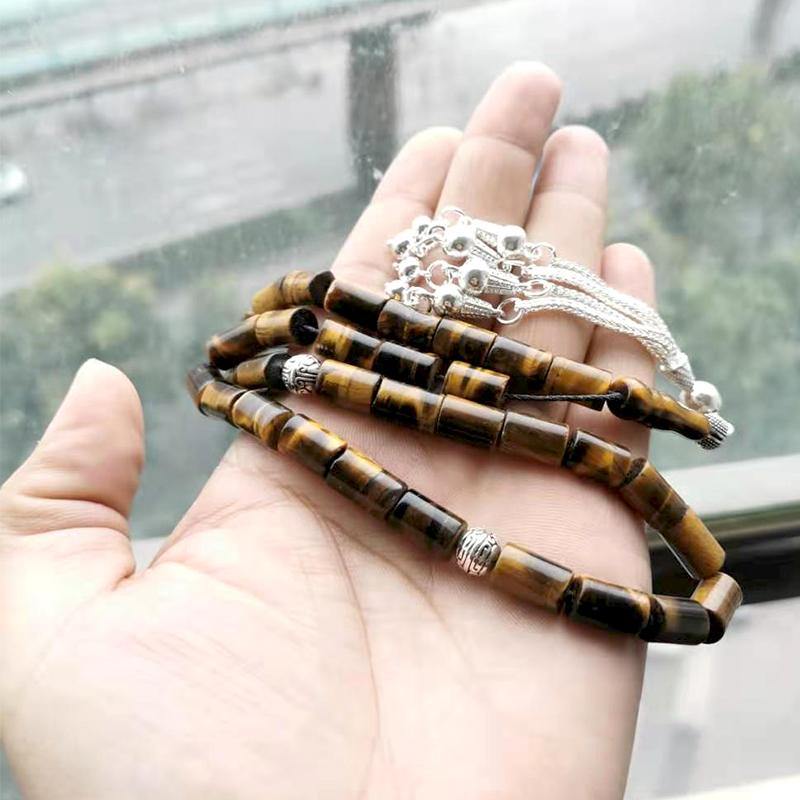 سبحة حجر عين النمر طبيعي اسطواني - Albashan