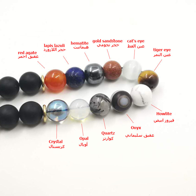 سبحة عقيق مطفي مع 12 انواع الاحجار مختلف