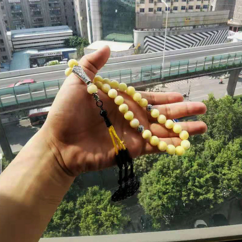 سبحة جاسبر ليمون طبيعي مع كركوشة اسود مميزه