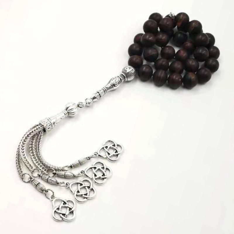 New arrive Natural Old agates tasbih with Matel tassel muslim bracelet gfit 33 66 99 Paryer beads arabic misbaha Man's bracelet - Bashatasbih