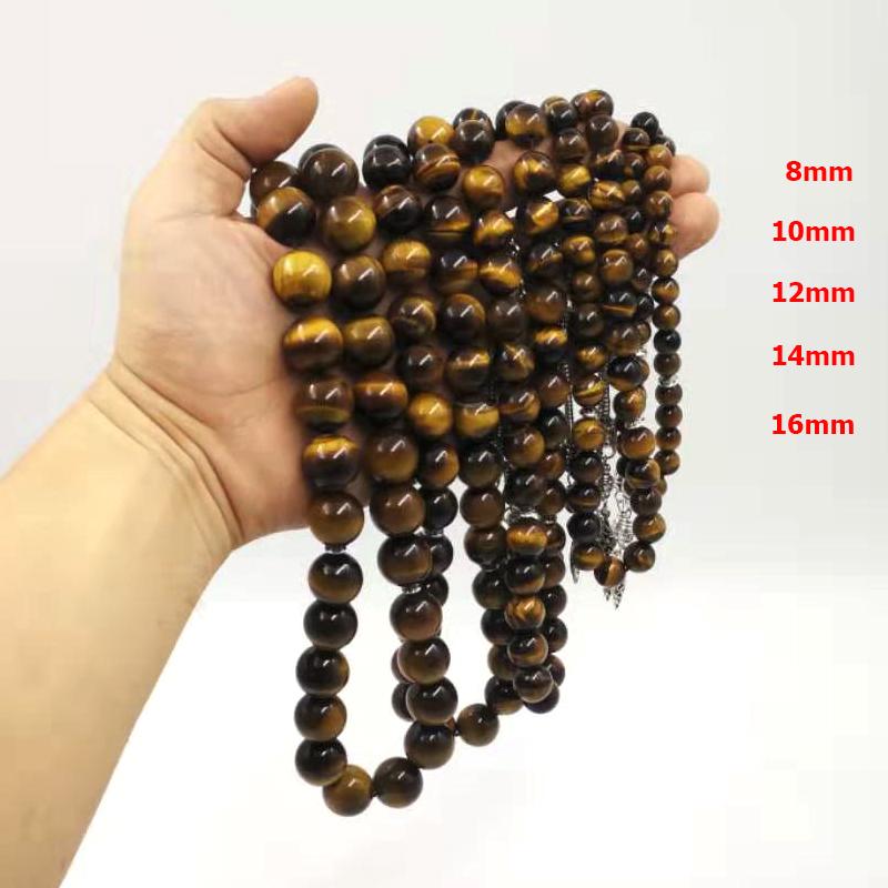 Big Size Natural Tiger eyes Tabish Muslim  misbaha prayer beads 33 66 99beads Arabic fashion Rosary - Bashatasbih