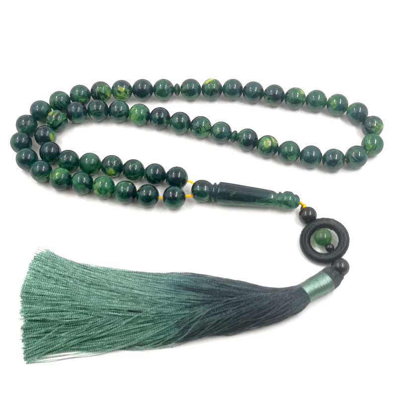 سبحة 51 خرز مستكة اخضر مميزه مع كركوشة اخضر فخمة