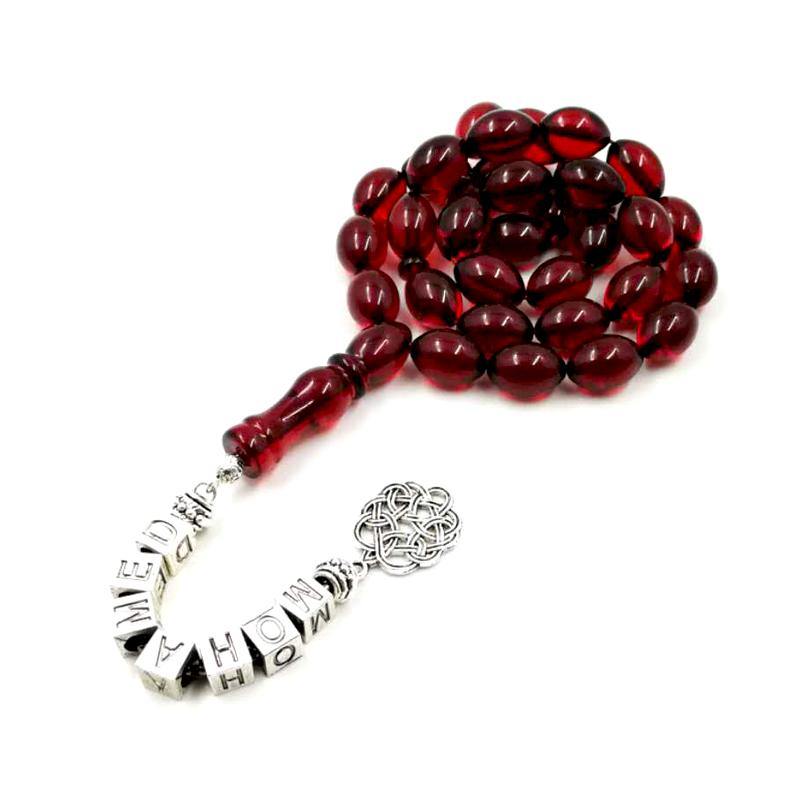 Red Resin tasbih with your Name taseel - Bashatasbih