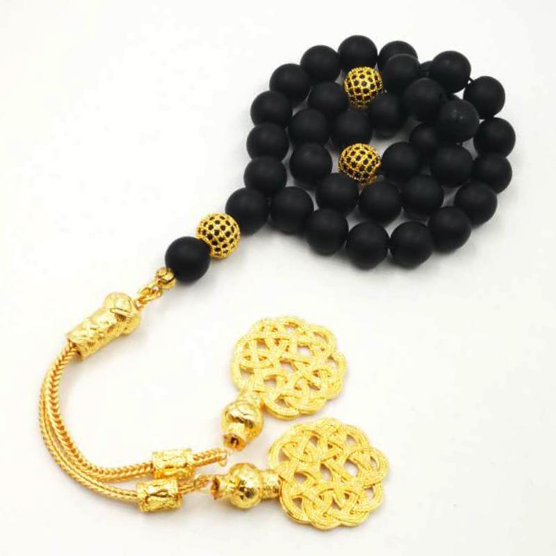 Men's Tasbih Frosted agate with zircon stone beads - Bashatasbih