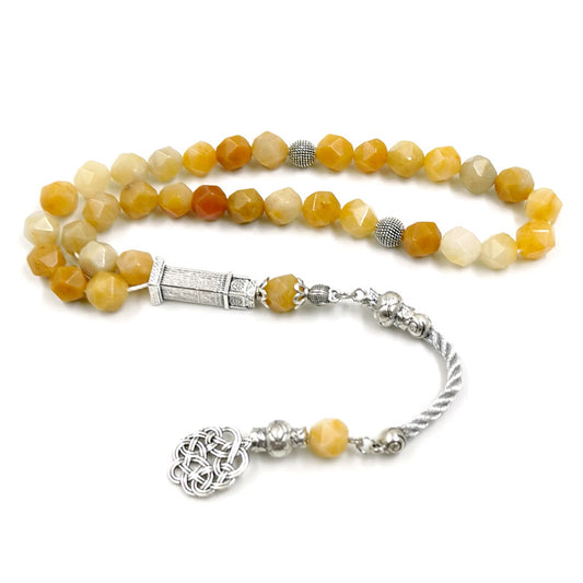 سبحة فخمة حجر كريم توباز طبيعي الشكل المعين