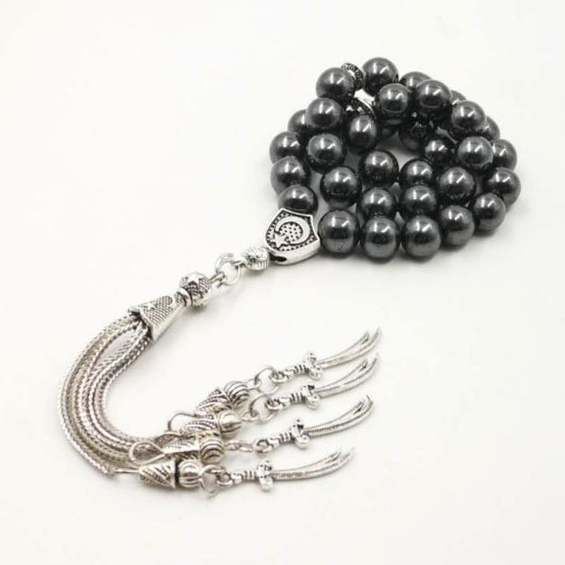 Man's Tasbih Natural stone Hematite Metal tassel Cheap price and good quality prayer beads 33 66 99beads Islam stone Rosary - Bashatasbih