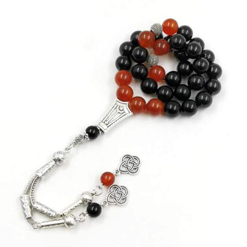 Tasbih Natural Black Agate with red agate stone 33 prayer beads muslim gifts bracelet islamic jewellery misbaha Eid ramadan mubark accessories gifts - Bashatasbih