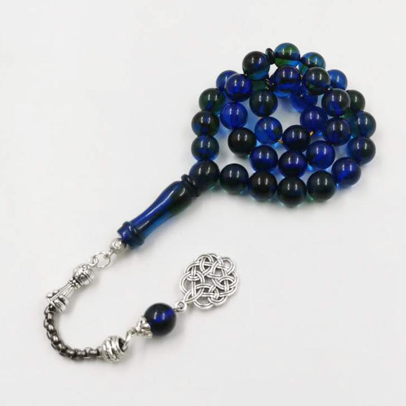 Green with Blue Resin Tasbih Muslim 33 45 66 99 prayer beads Islamic Man's Green Accessories jewelry Misbaha Arab Bracelets - Bashatasbih