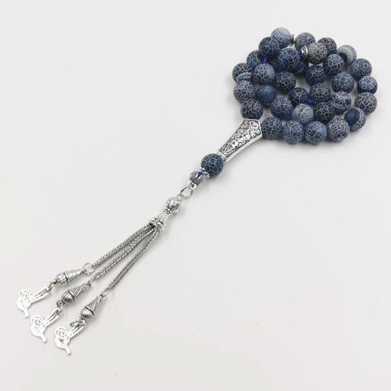 Tasbih Weathered agate stone with arabic metal tassel - Bashatasbih