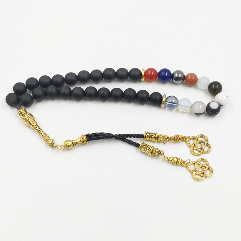 سبحة عقيق مطفي مع 12 انواع الاحجار مختلف