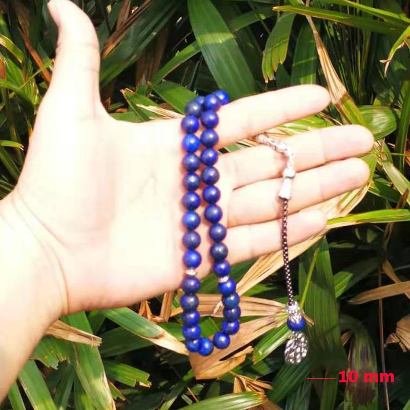 Lapis lazulis Rosary Muslim gfit For Ramadan Tasbih 33 66 99 Paryer beads Muslim misbaha Man's bracelets luxurious Rosary - Bashatasbih