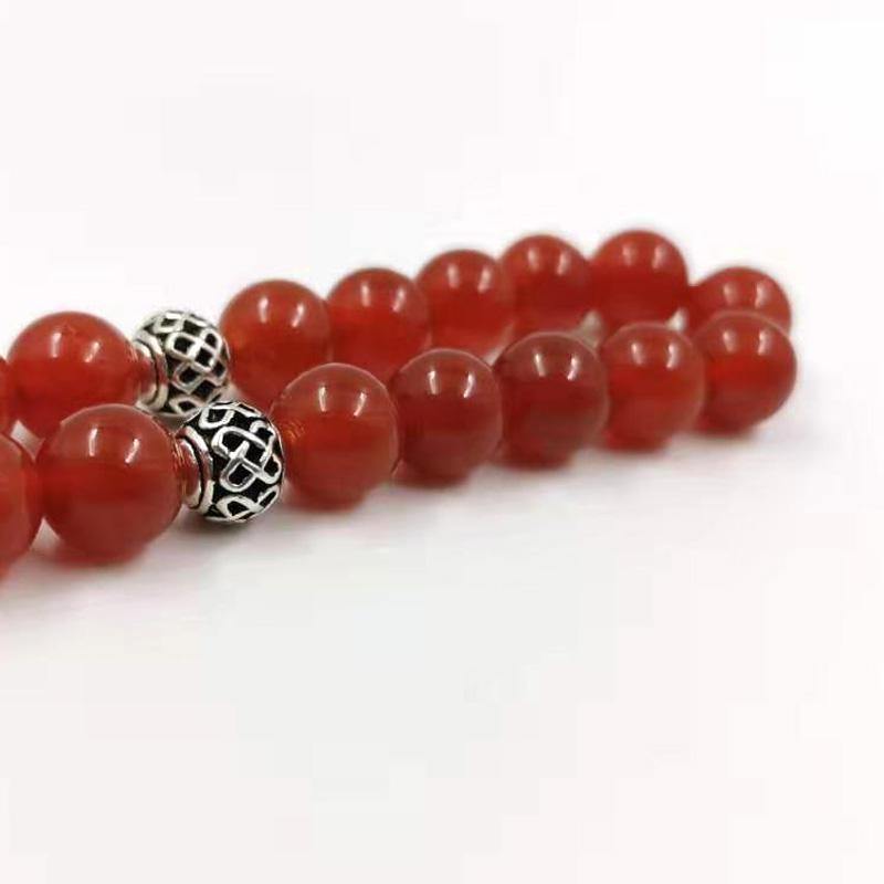 Natural Red Agate Tasbih with rainbow stone muslim bracelet - Bashatasbih