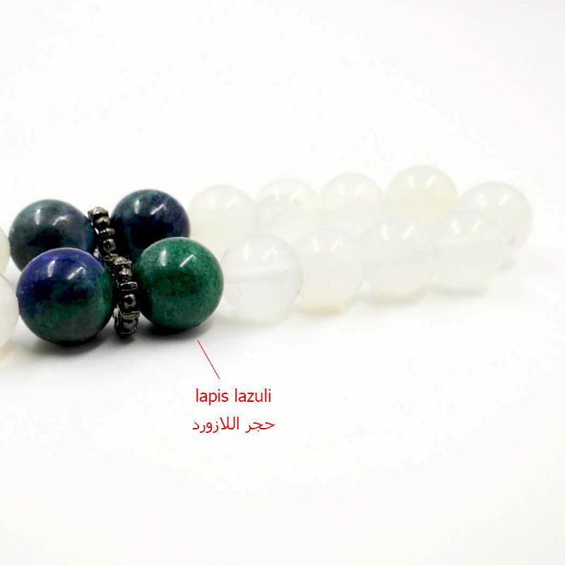 white agates tasbih with Lapis Lazuli beads gfit For Ramadan 33 66 99 Paryer beads Muslim misbaha luxurious Man's bracelets - Bashatasbih