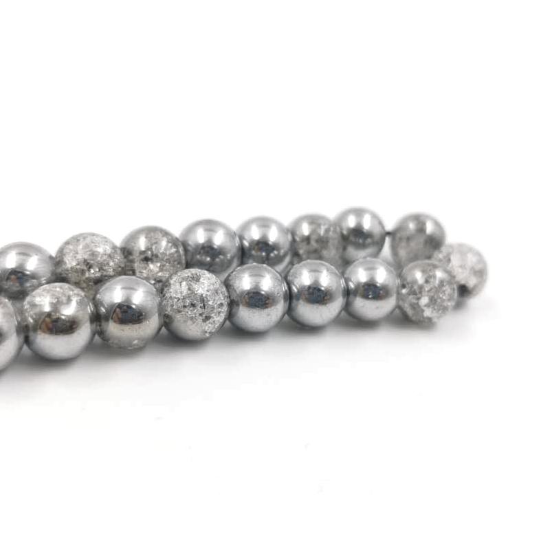 سبحة كريستال مطلي لون فضي شكله الانفجار