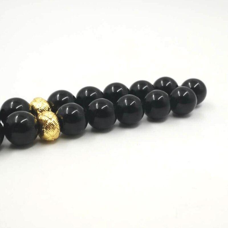 سبحة عقيق يماني طبيعي 33 66 99 خرز تسبيح عقيق أسود للرجال مع خرز ذهبي فاصل أساور جديدة في متناول اليد اكسسوارات مسبحة مجوهرات - Albashan