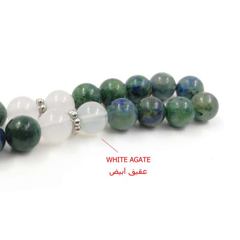 Natural chrysocolla with White agate Tasbih Men's Gemss 2020New Gifts bracelet Muslim Accessories jewelry - Bashatasbih