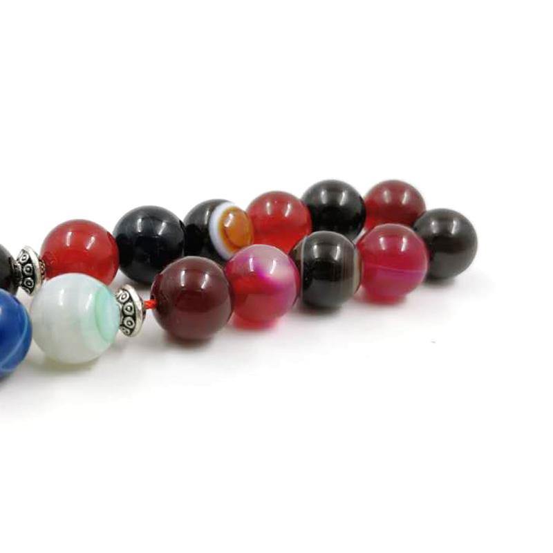 Tasbih Colored agates stone muslim bracelet gift Islam misbaha rosary Saudi flag badge Pendant 33 66 99prayer bead Saudi Fashion - Bashatasbih