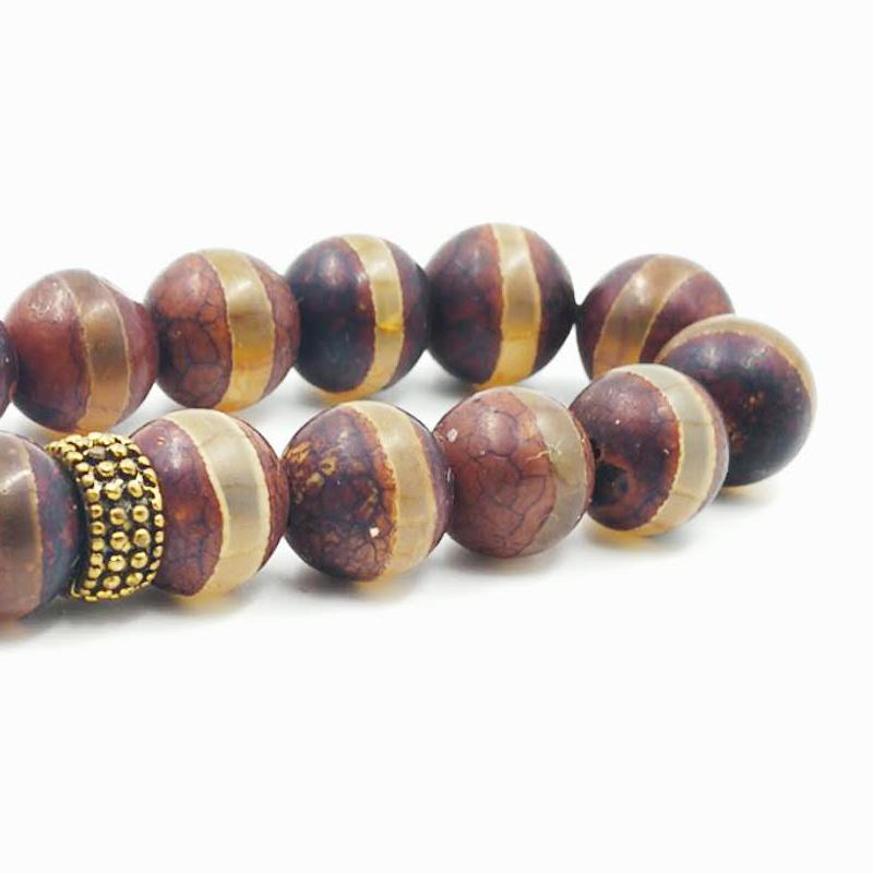 Natural agates tasbih Bronze Matel tassel gfit For Ramadan 33 66 99 Paryer beads Muslim misbaha Man's bracelet - Bashatasbih