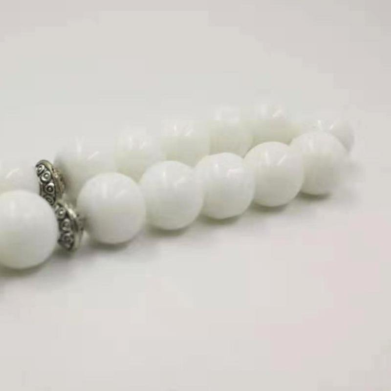 white tasbih Muslim Rosary prayer beads 33 66 99 beads white stone Misbaha - Bashatasbih