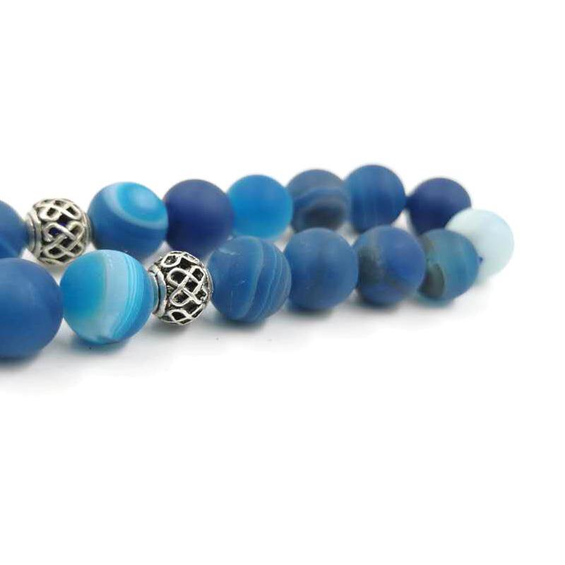 Tasbih Natural Blue agate stone muslim misbaha - Bashatasbih