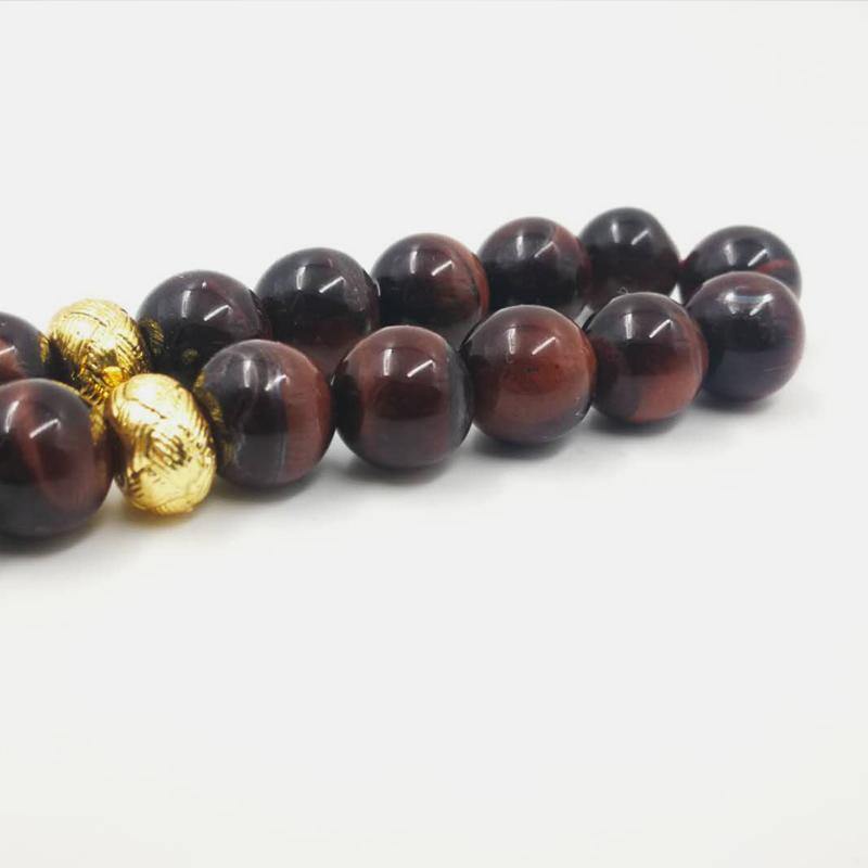 Natural Red Tiger Eye stone tasbih allah 33 45 66 99 prayer beads islamic prayer 2019New style Muslim beautiful gift bracelets - Bashatasbih