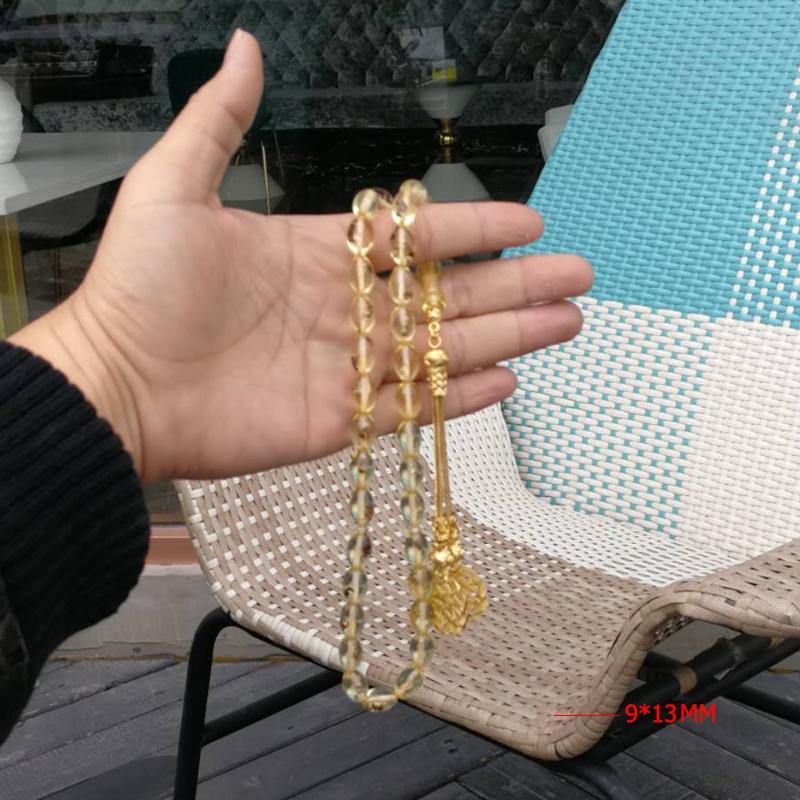 Real insect 33 Tasbih Golden Kazaz Tassel Eid gift For Muslim prayer beads Rosary Man's Misbaha Islamic Turkish Resin Bracelets - Bashatasbih