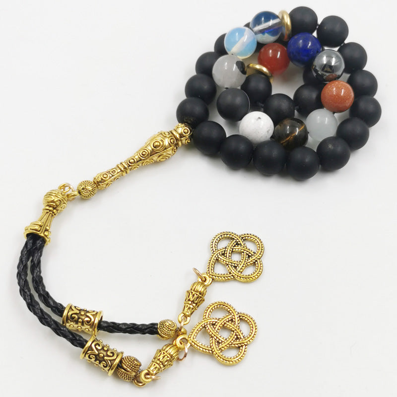 سبحة عقيق مطفي مع 12 انواع الاحجار مختلف