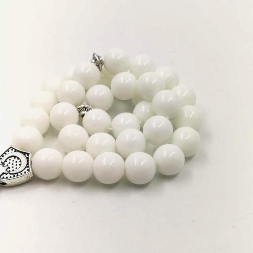 white tasbih Muslim Rosary prayer beads 33 66 99 beads white stone Misbaha - Bashatasbih