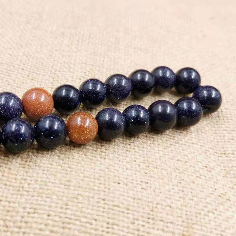 Natural Blue SandStone tasbih with Gold sandstone Muslim man's gfit For Eid 33 66 99 Paryer beads Special New misbaha bracelet - Bashatasbih