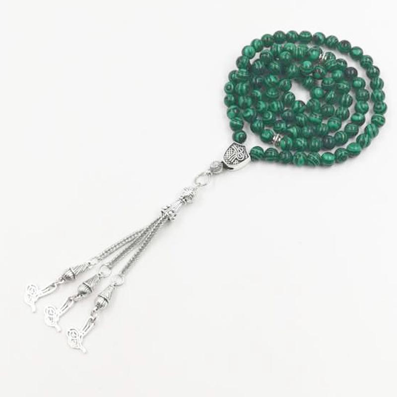 Tasbih 99beads Synthetic malachite bracelets muslim man gifts Eid ADHA islamic Decoration - Bashatasbih