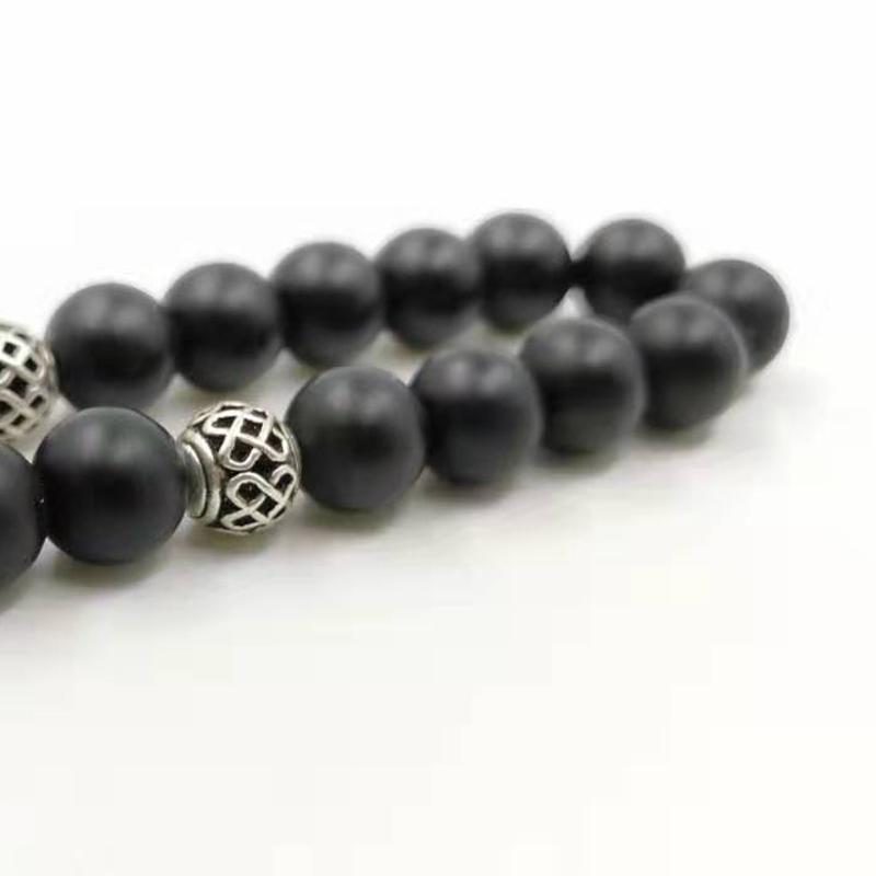 Man's Frosted agates Tasbih New style Black stone Muslim prayer beads 33 66 99Misbaha beads Rosary Islamic gift - Bashatasbih